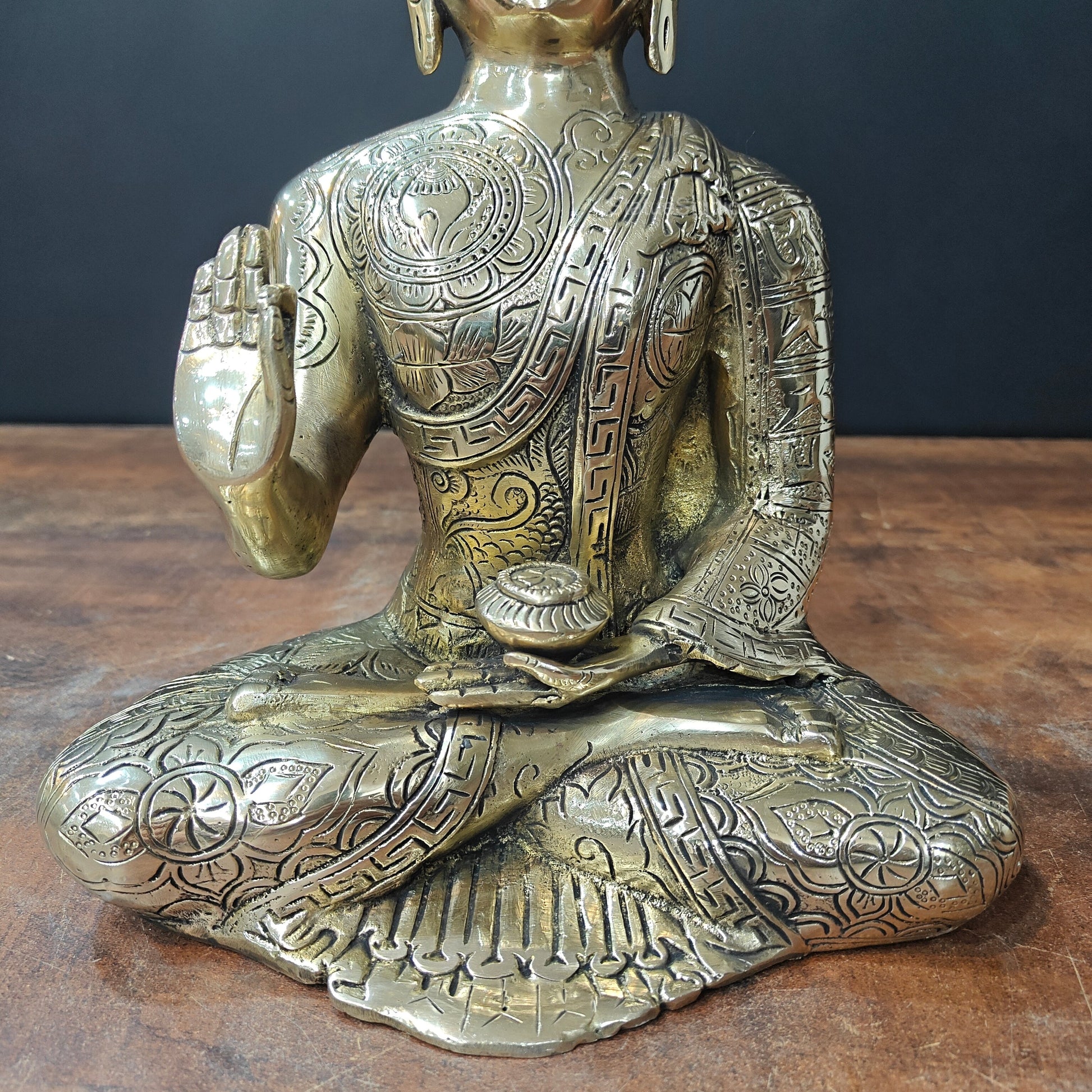 Brass Blessing Buddha Idol Shakyamuni For Home Decor 1 Feet - Image 6