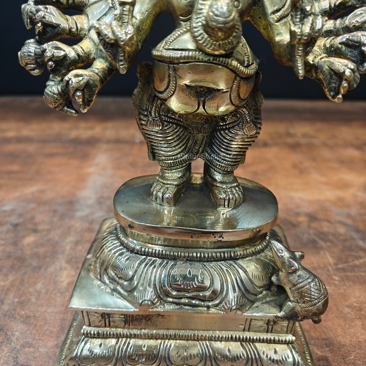 Brass Standing Lord Ganesha Idol with 16 Arms 9 Inch