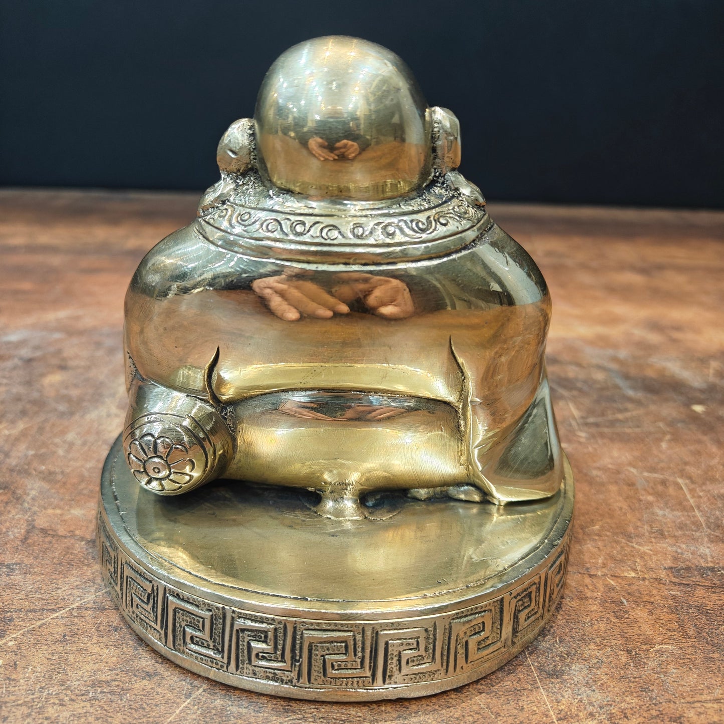 Brass Laughing Buddha Statue Good Luck For Home Decor 5.5 Inch