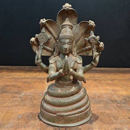 Brass Patanjali Idol Antique Finish 11 Inch by vendor-unknown - Hindu Gods (View 3)