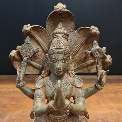 Brass Patanjali Idol Antique Finish 11 Inch by vendor-unknown - Hindu Gods (View 4)
