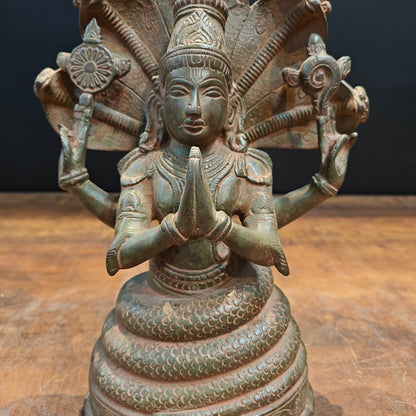 Brass Patanjali Idol Antique Finish 11 Inch by vendor-unknown - Hindu Gods (View 2)