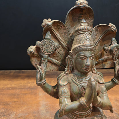 Brass Patanjali Idol Antique Finish 11 Inch by vendor-unknown - Hindu Gods (View 5)