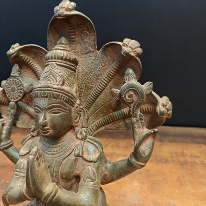 Brass Patanjali Idol Antique Finish 11 Inch by vendor-unknown - Hindu Gods (View 6)