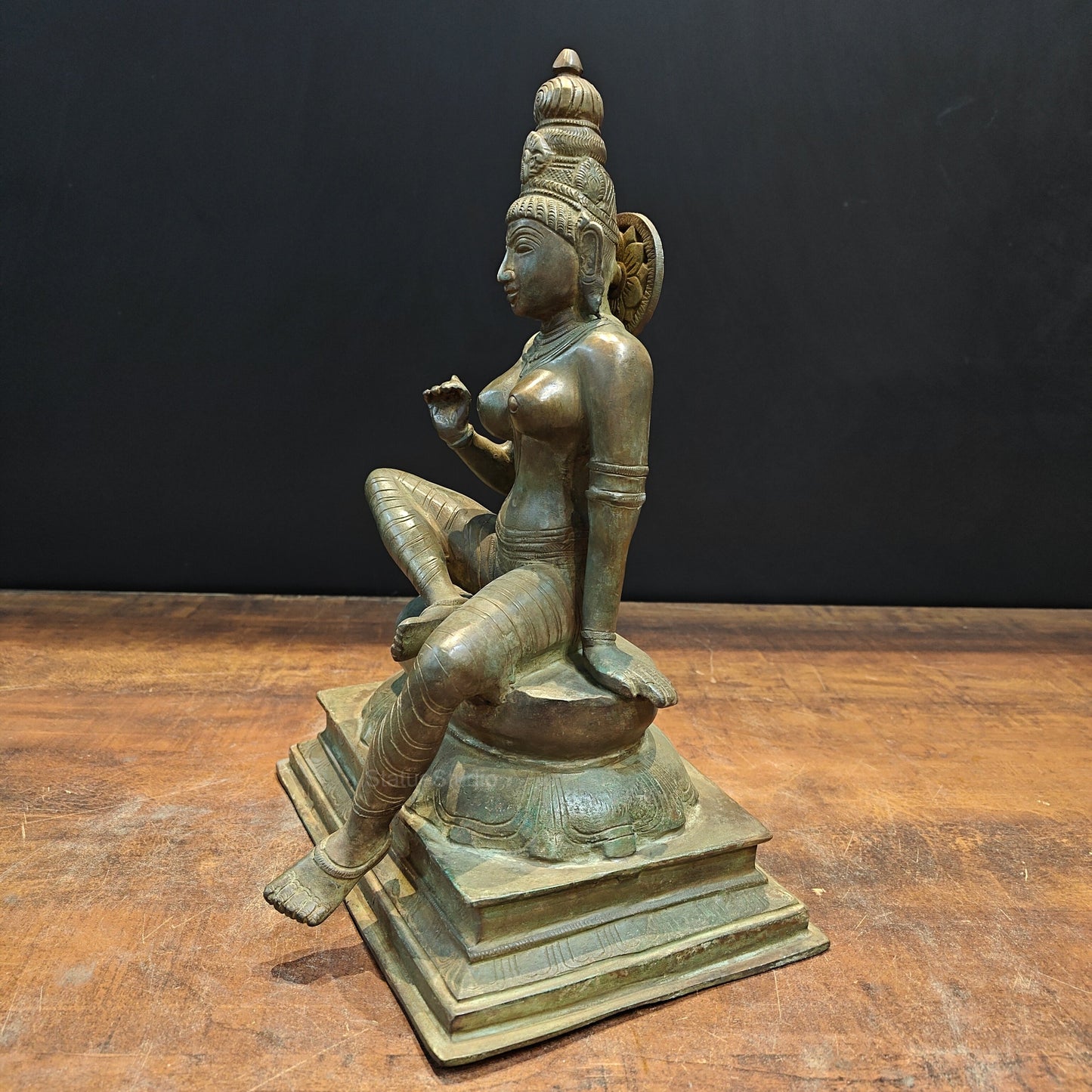 Brass Sitting Parvati Idol As Uma Devi Sculpture 14 Inches