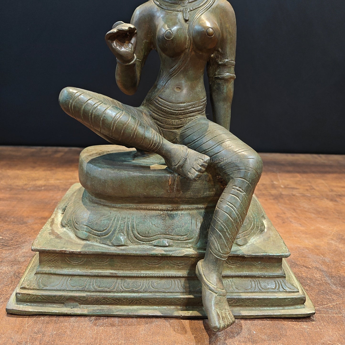 Brass Sitting Parvati Idol As Uma Devi Sculpture 14 Inches