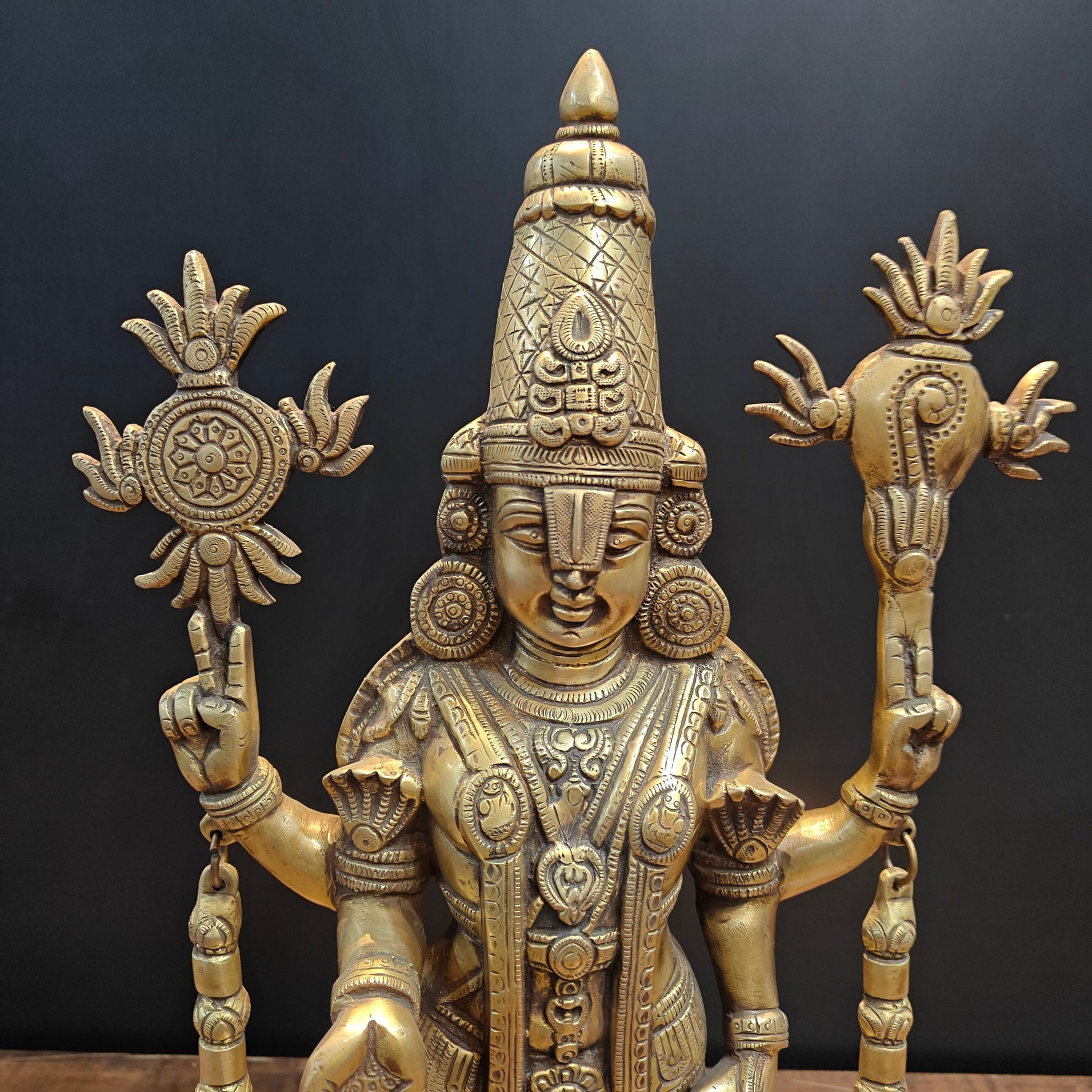 Brass Lord Venkateshwara Tirupati Balaji Idol 22 Inch - Image 4