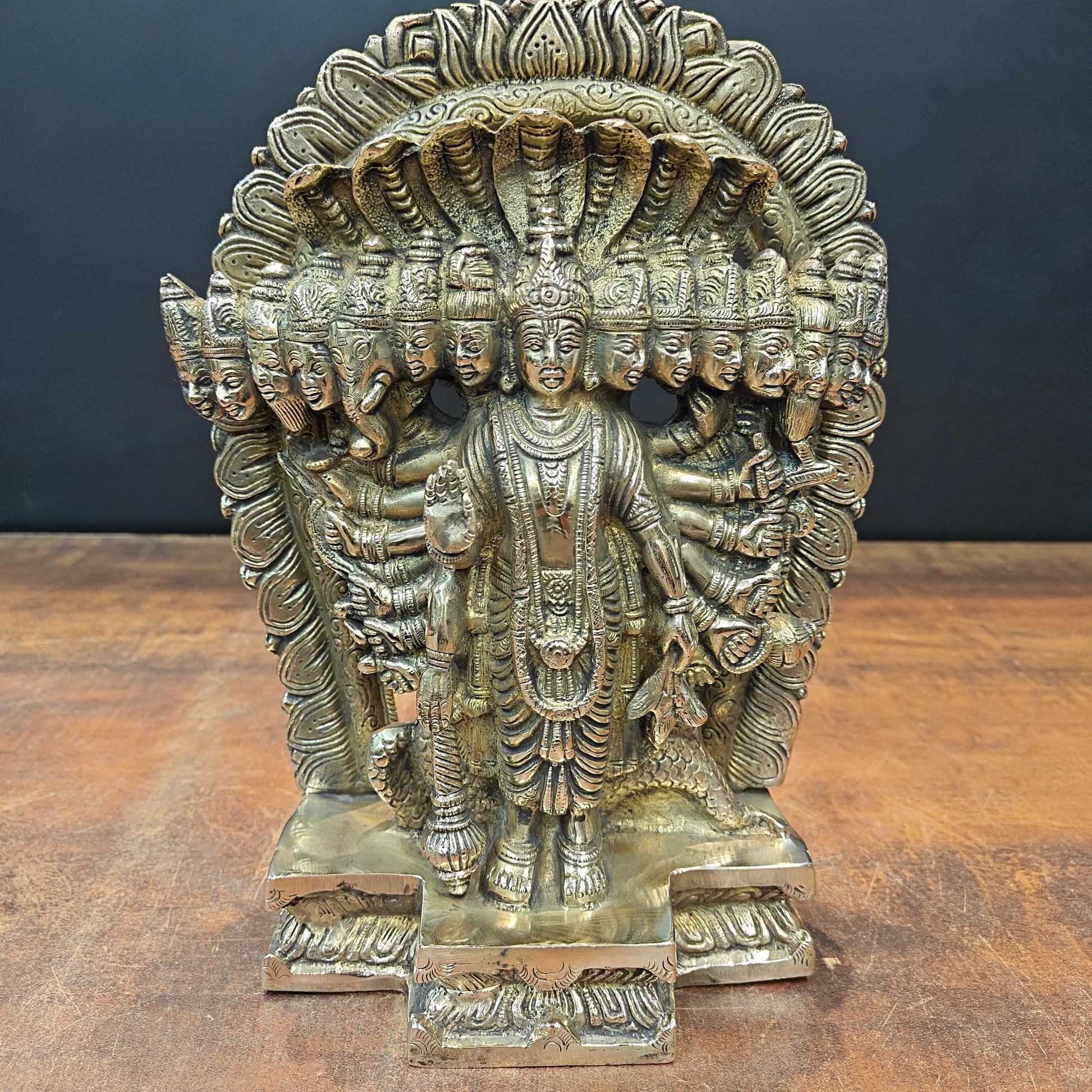 Brass Divine Vishwaroopam Of Lord Vishnu Idol Virat Swarup 11 Inch - Image 3