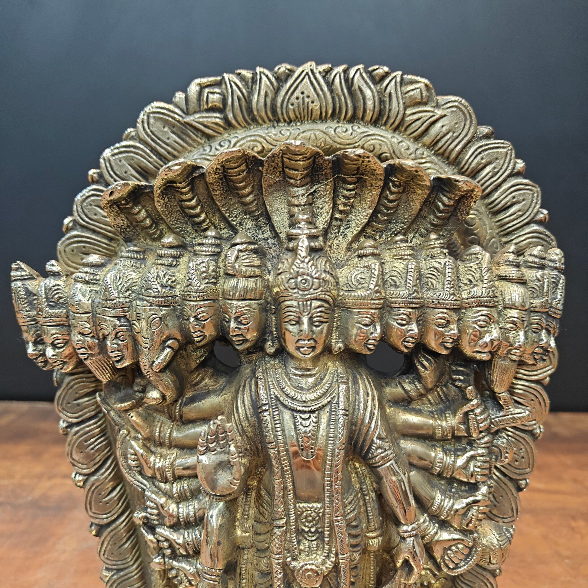 Brass Divine Vishwaroopam Of Lord Vishnu Idol Virat Swarup 11 Inch - Image 2