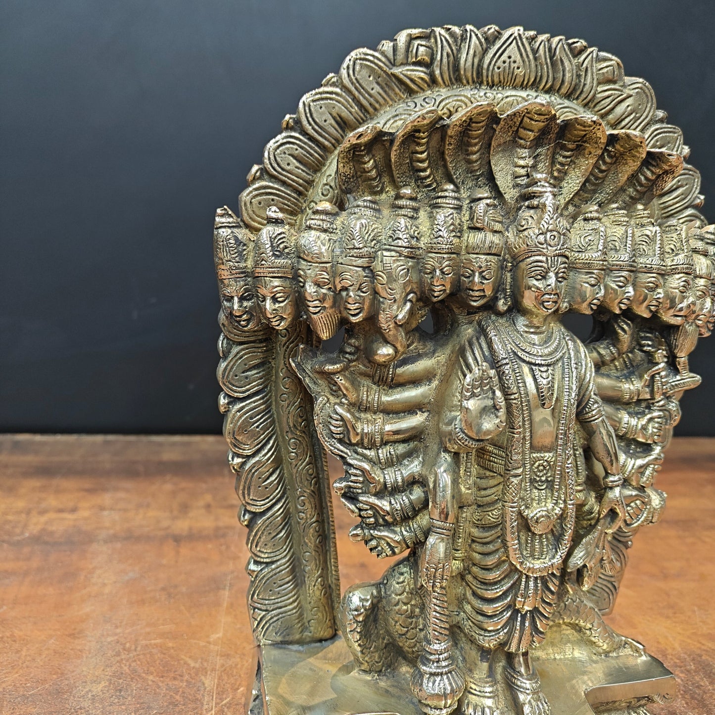 Brass Divine Vishwaroopam Of Lord Vishnu Idol Virat Swarup 11 Inch