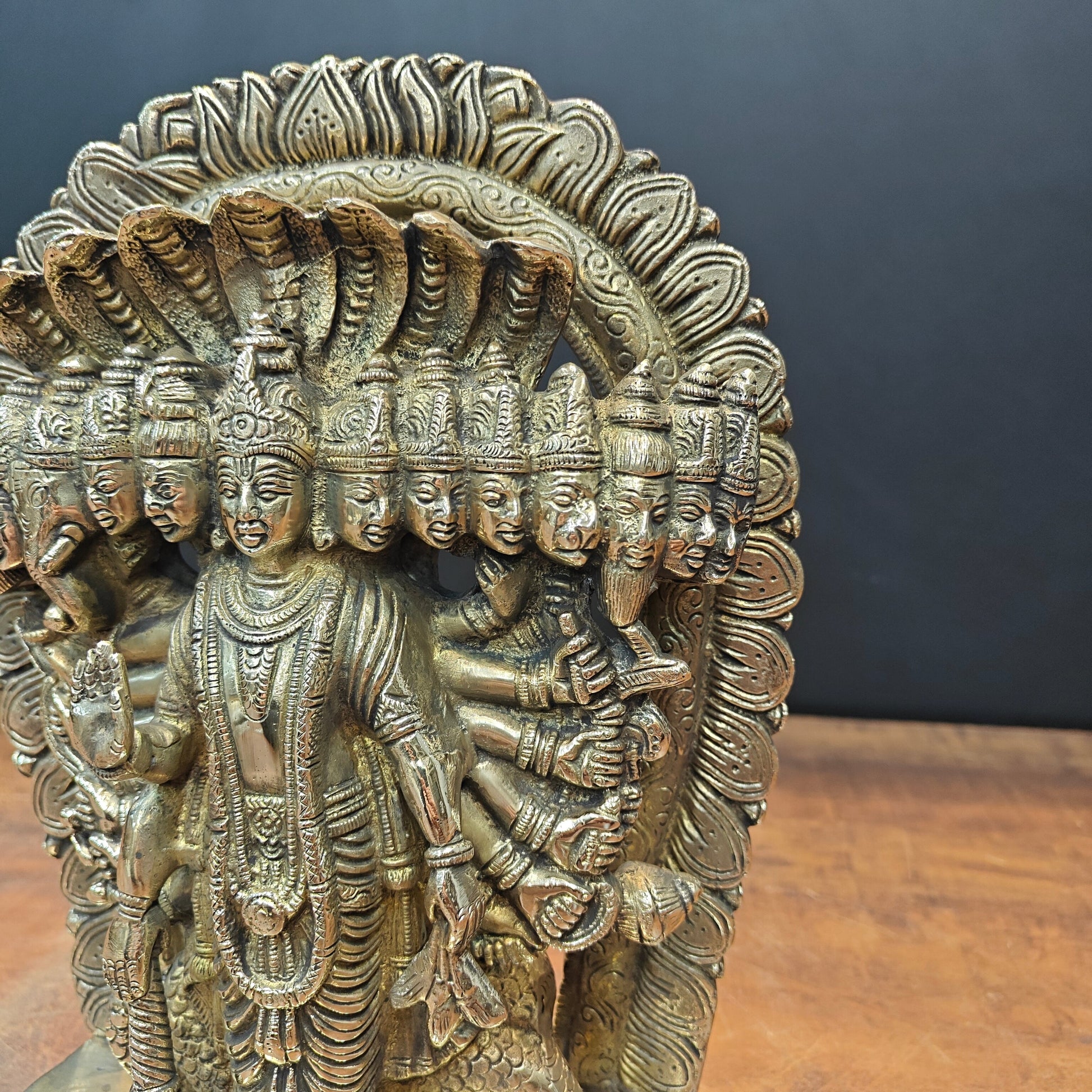 Brass Divine Vishwaroopam Of Lord Vishnu Idol Virat Swarup 11 Inch - Image 5
