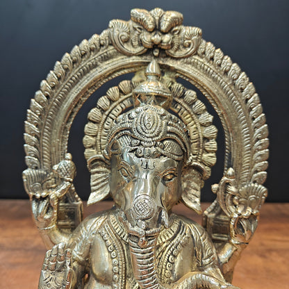 Brass Ganesha Statue With Arch For Home Temple Decor 11.5 Inch by vendor-unknown - Hindu Gods (View 2)