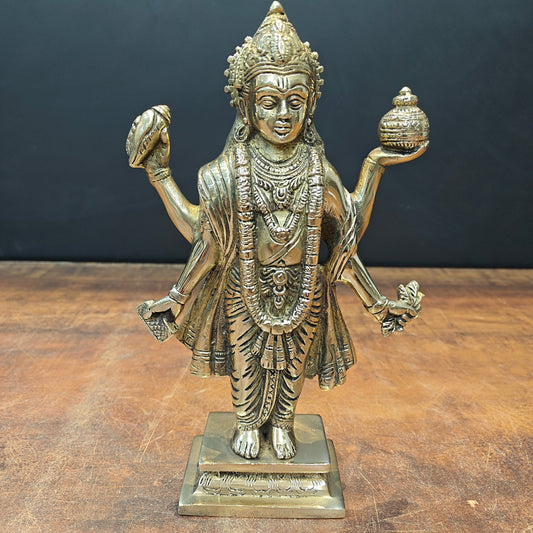 Brass Dhanvantari Idol The God of Ayurveda 10 Inch