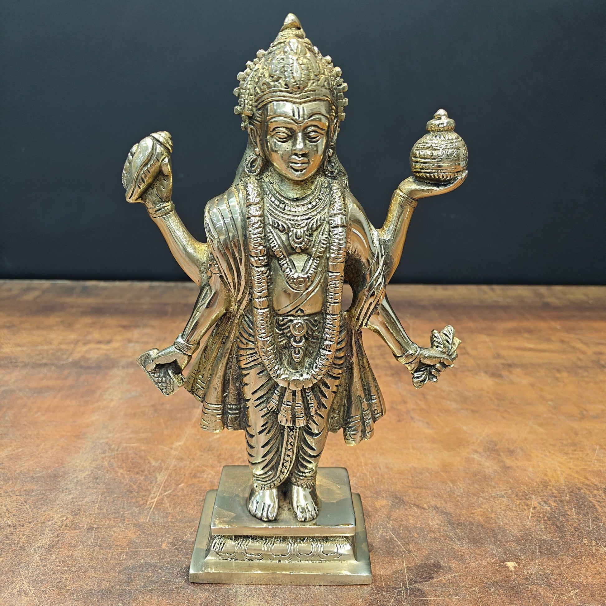 Brass Dhanvantari Idol The God of Ayurveda 10 Inch - Image 2