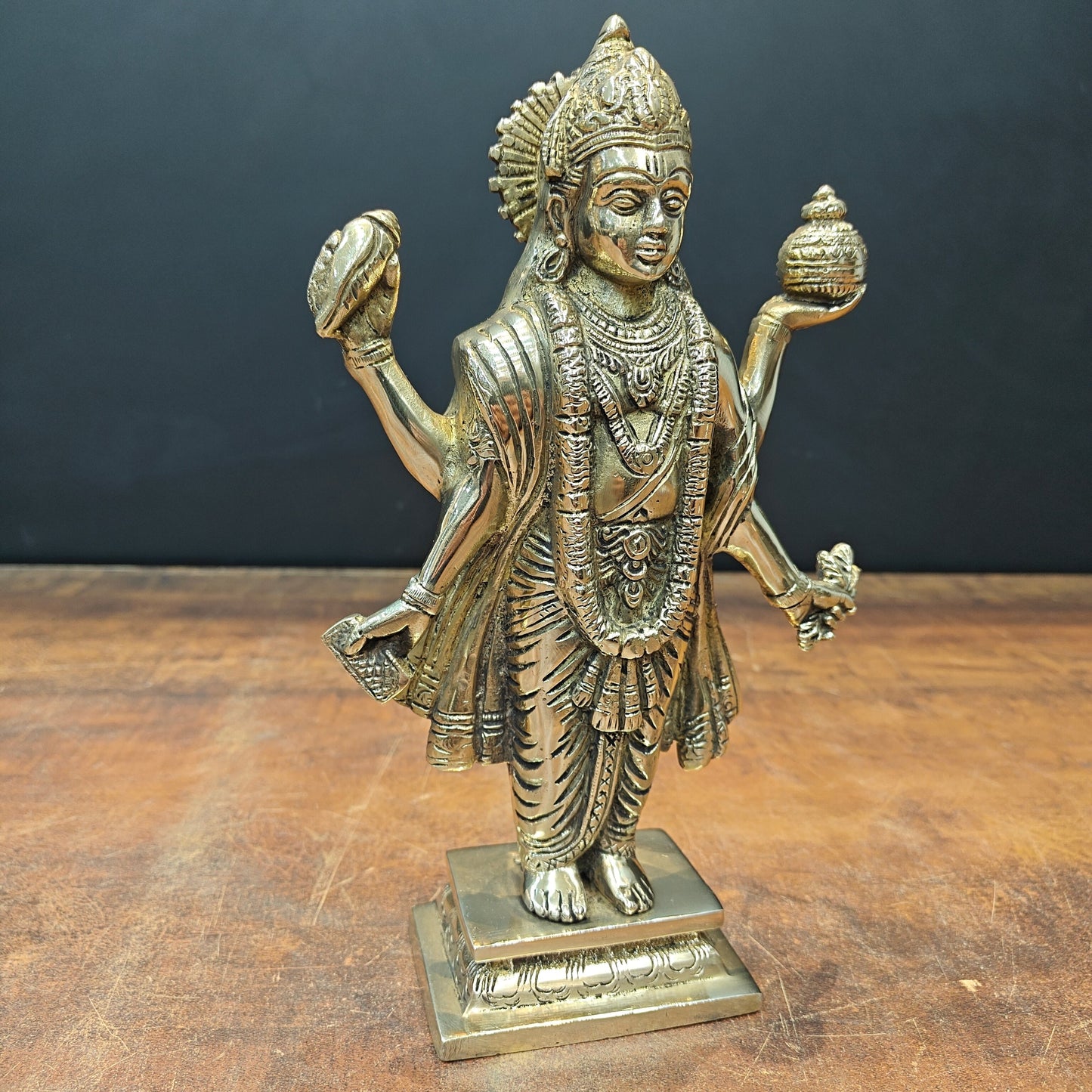 Brass Dhanvantari Idol The God of Ayurveda 10 Inch