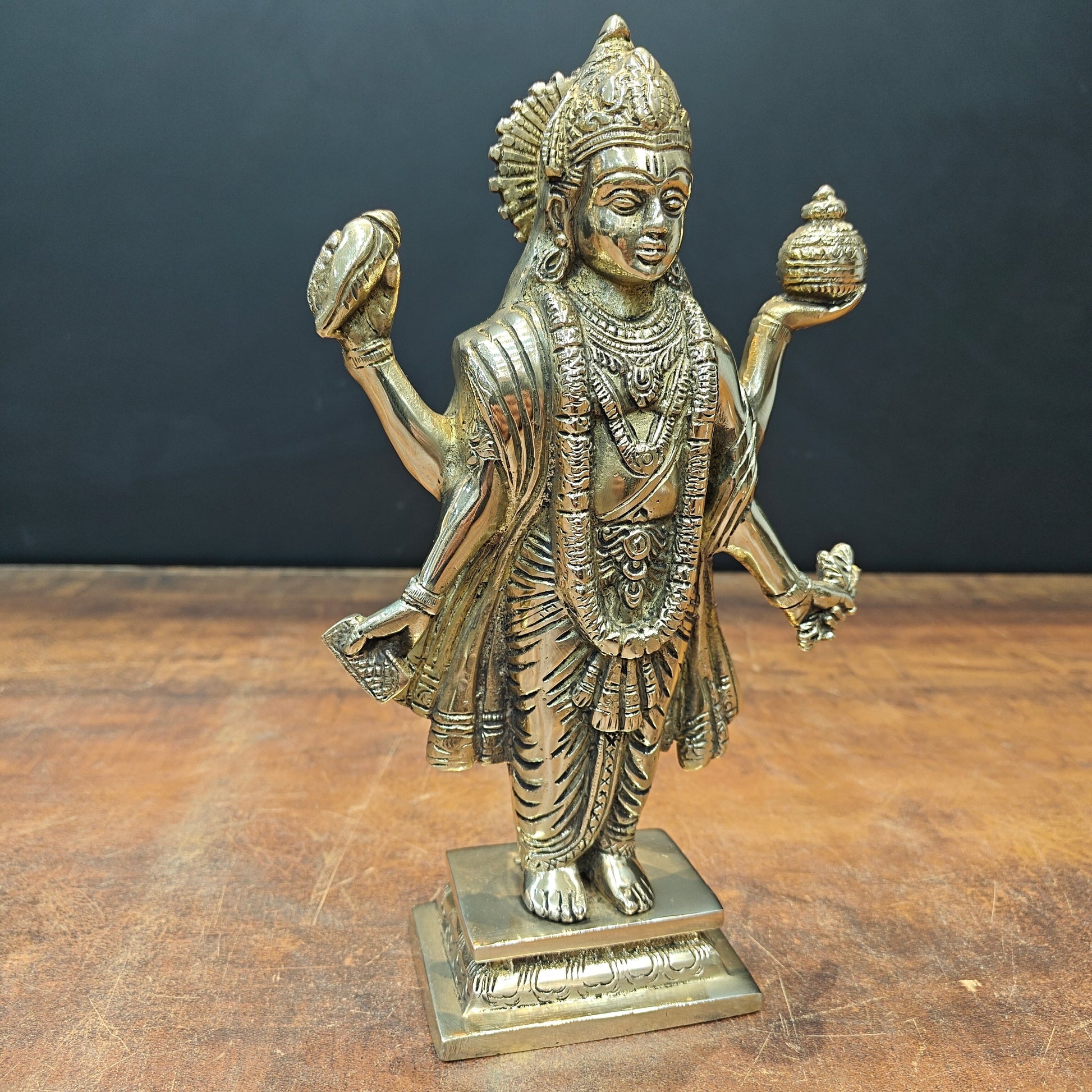 Brass Dhanvantari Idol The God of Ayurveda 10 Inch - Image 4