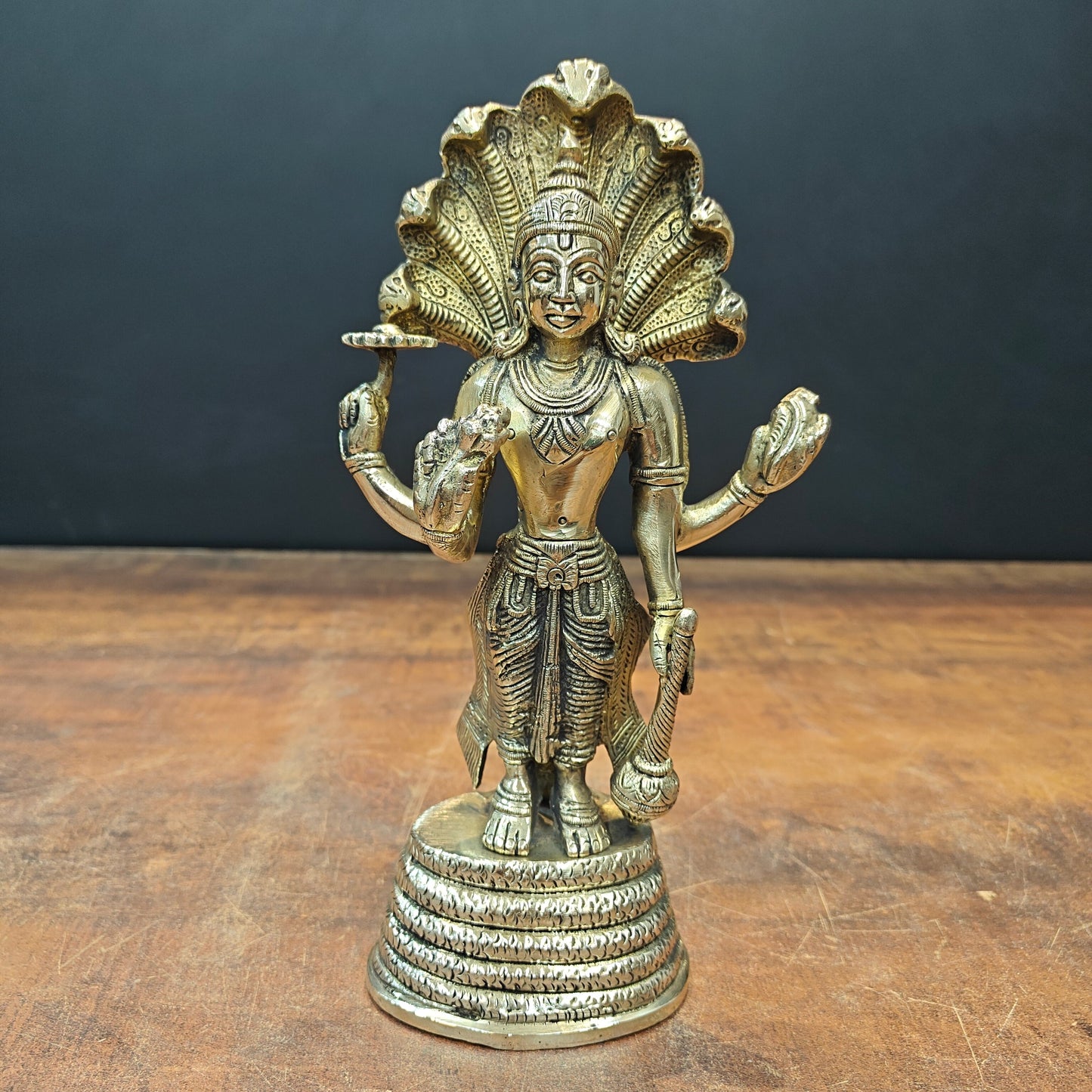 Brass Standing Vishnu Statue Narayana Murti 10 Inch