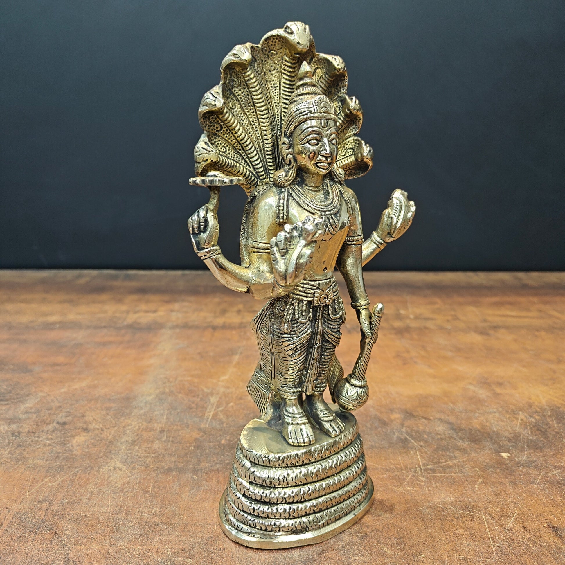 Brass Standing Vishnu Statue Narayana Murti 10 Inch - Image 4
