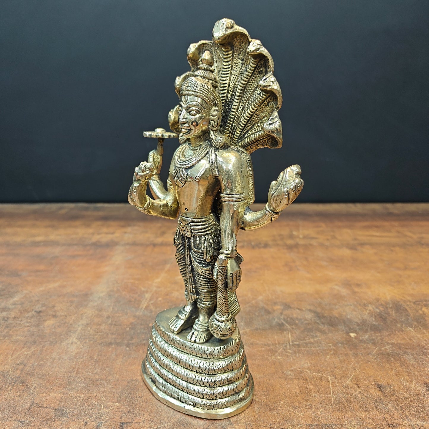 Brass Standing Vishnu Statue Narayana Murti 10 Inch