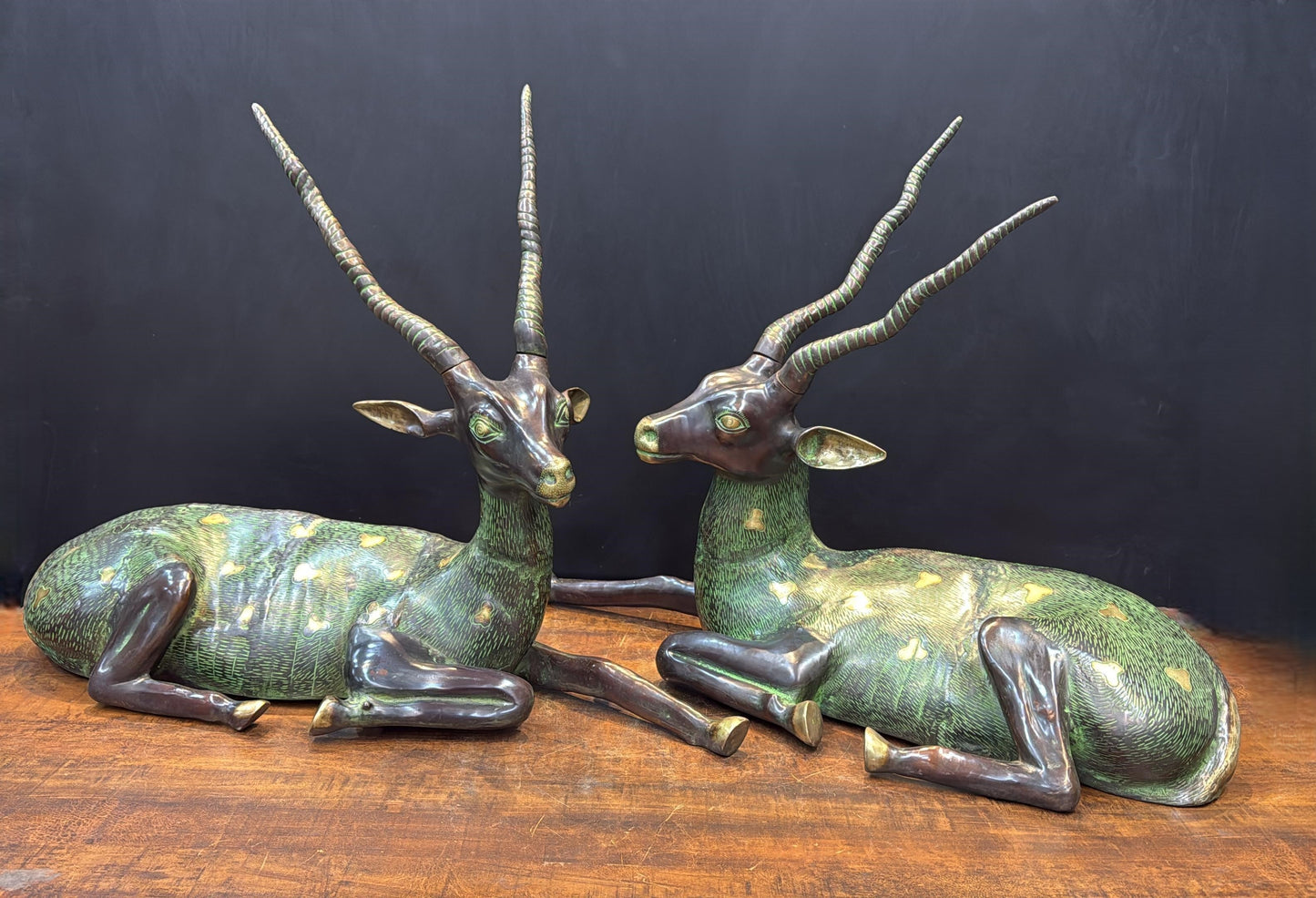 Brass Deer Pair Decorative Showpiece Animal Figurine 2.5 Feet