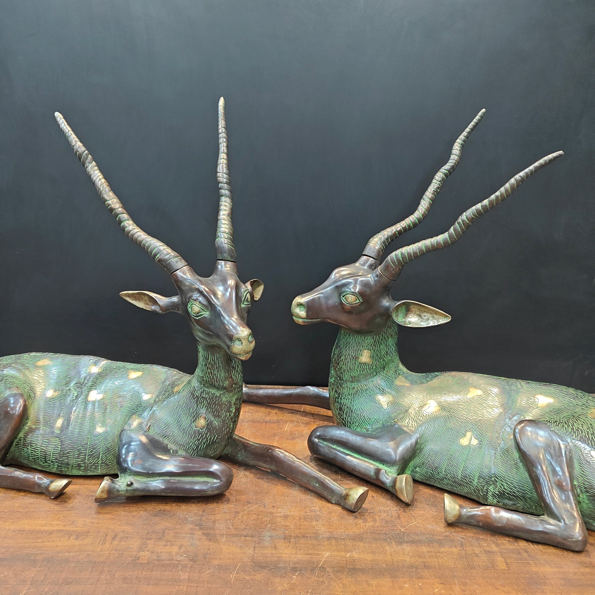 Brass Deer Pair Decorative Showpiece Animal Figurine 2.5 Feet - Image 3