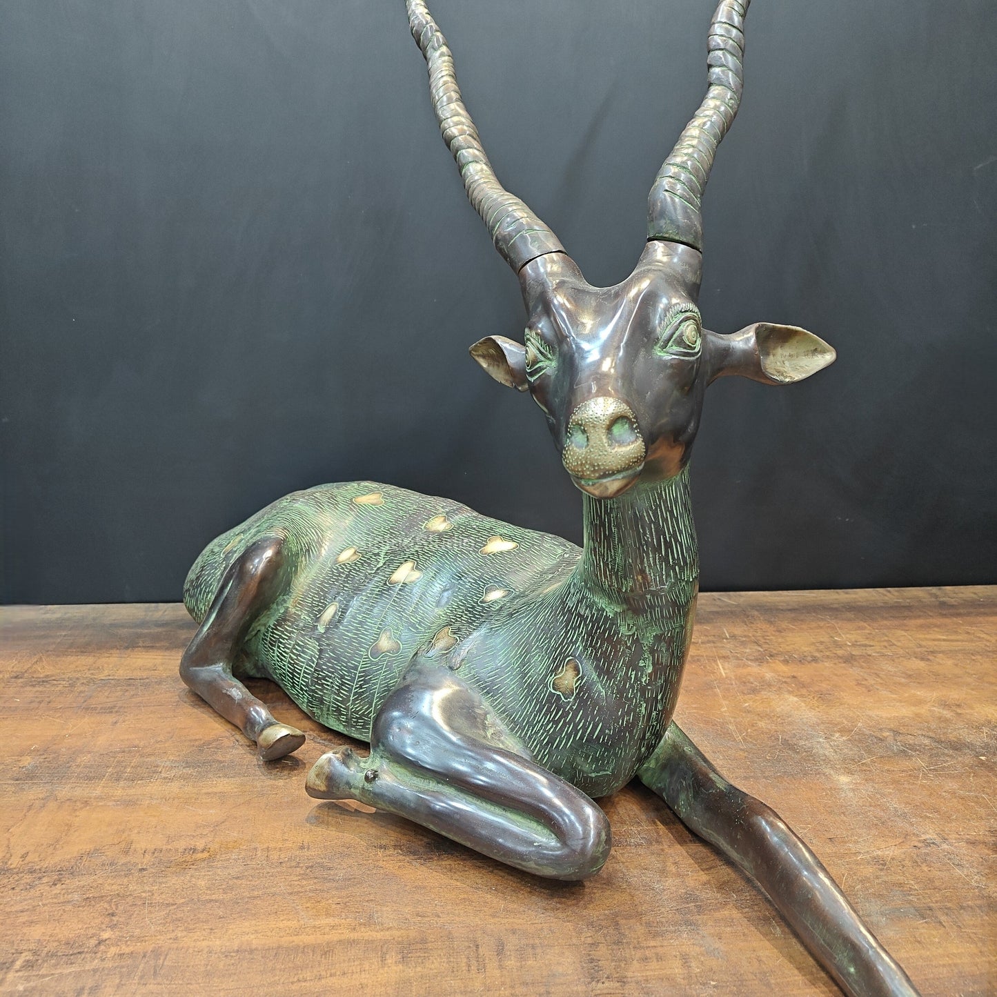 Brass Deer Pair Decorative Showpiece Animal Figurine 2.5 Feet