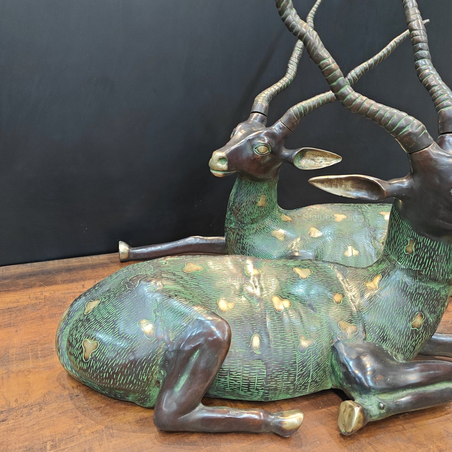 Brass Deer Pair Decorative Showpiece Animal Figurine 2.5 Feet