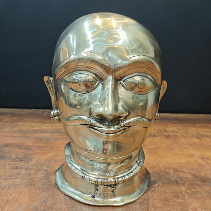 Brass Shiva Head Statue Mukhalingam Face 10 Inch by vendor-unknown - Hindu Gods (View 3)