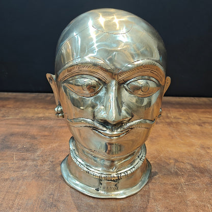 Brass Shiva Head Statue Mukhalingam Face 10 Inch by vendor-unknown - Hindu Gods (View 2)