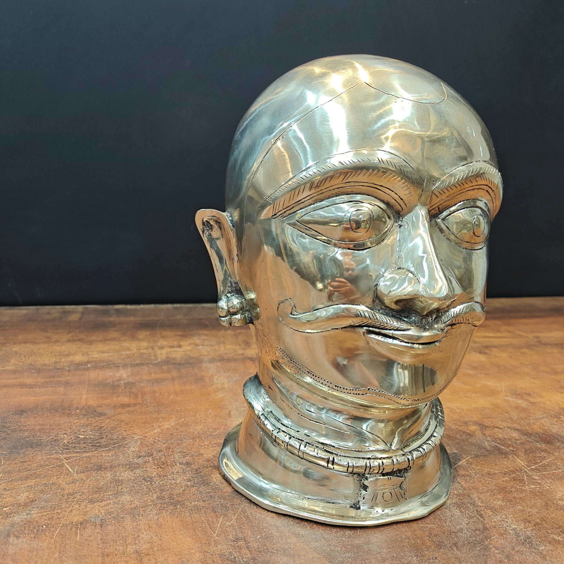 Brass Shiva Head Statue Mukhalingam Face 10 Inch - Image 4