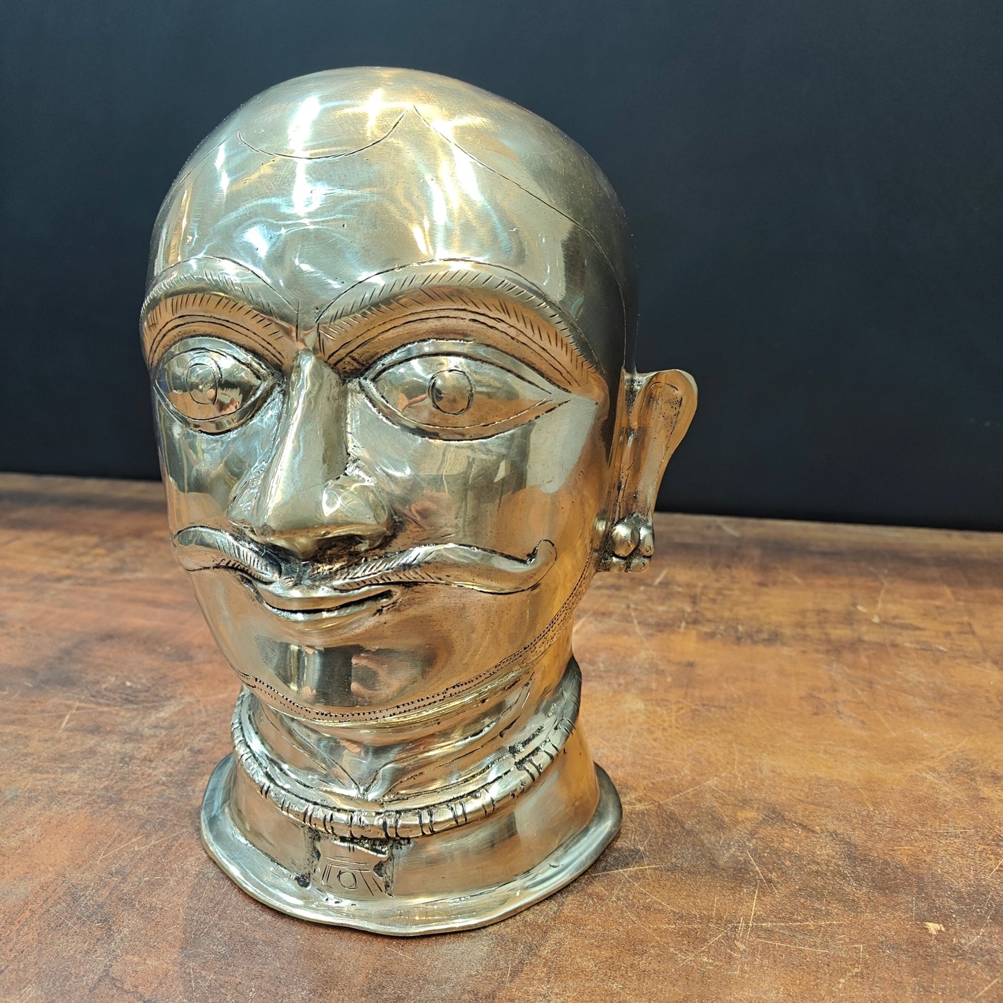 Brass Shiva Head Statue Mukhalingam Face 10 Inch