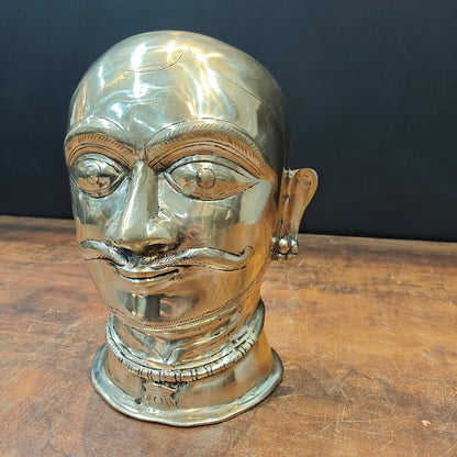 Brass Shiva Head Statue Mukhalingam Face 10 Inch by vendor-unknown - Hindu Gods (View 5)