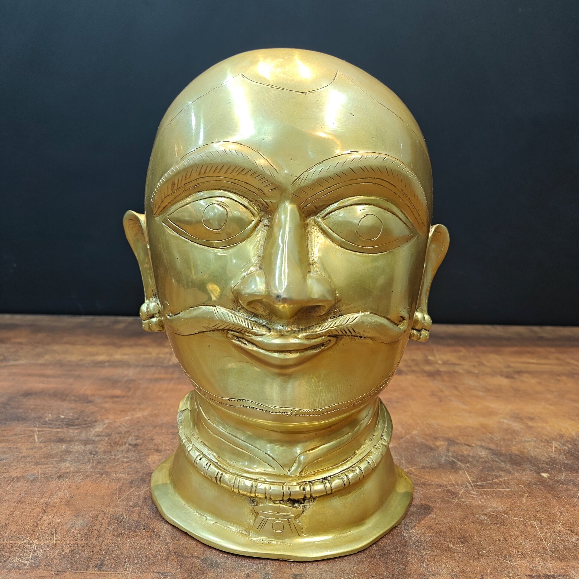 Brass Shiva Head Statue Mukhalingam Face 10 Inches - Image 3