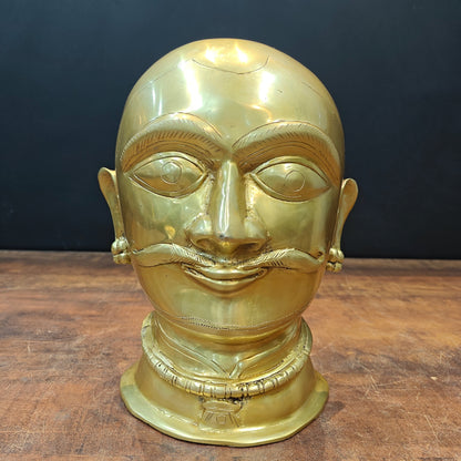 Brass Shiva Head Statue Mukhalingam Face 10 Inches by vendor-unknown - Hindu Gods (View 3)