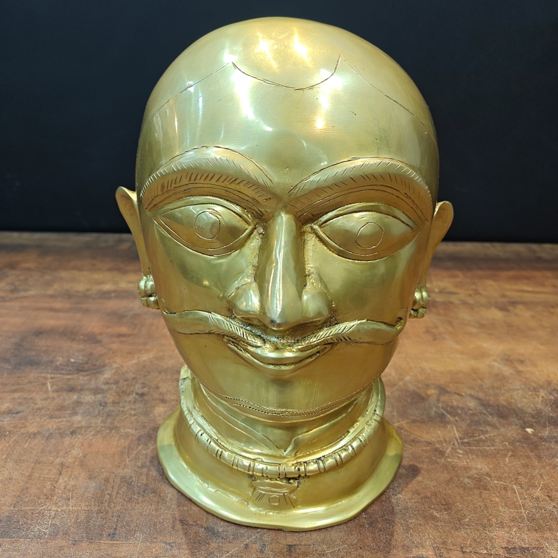 Brass Shiva Head Statue Mukhalingam Face 10 Inches - Image 2
