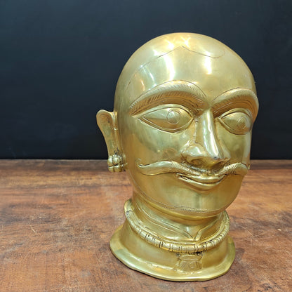 Brass Shiva Head Statue Mukhalingam Face 10 Inches by vendor-unknown - Hindu Gods (View 4)
