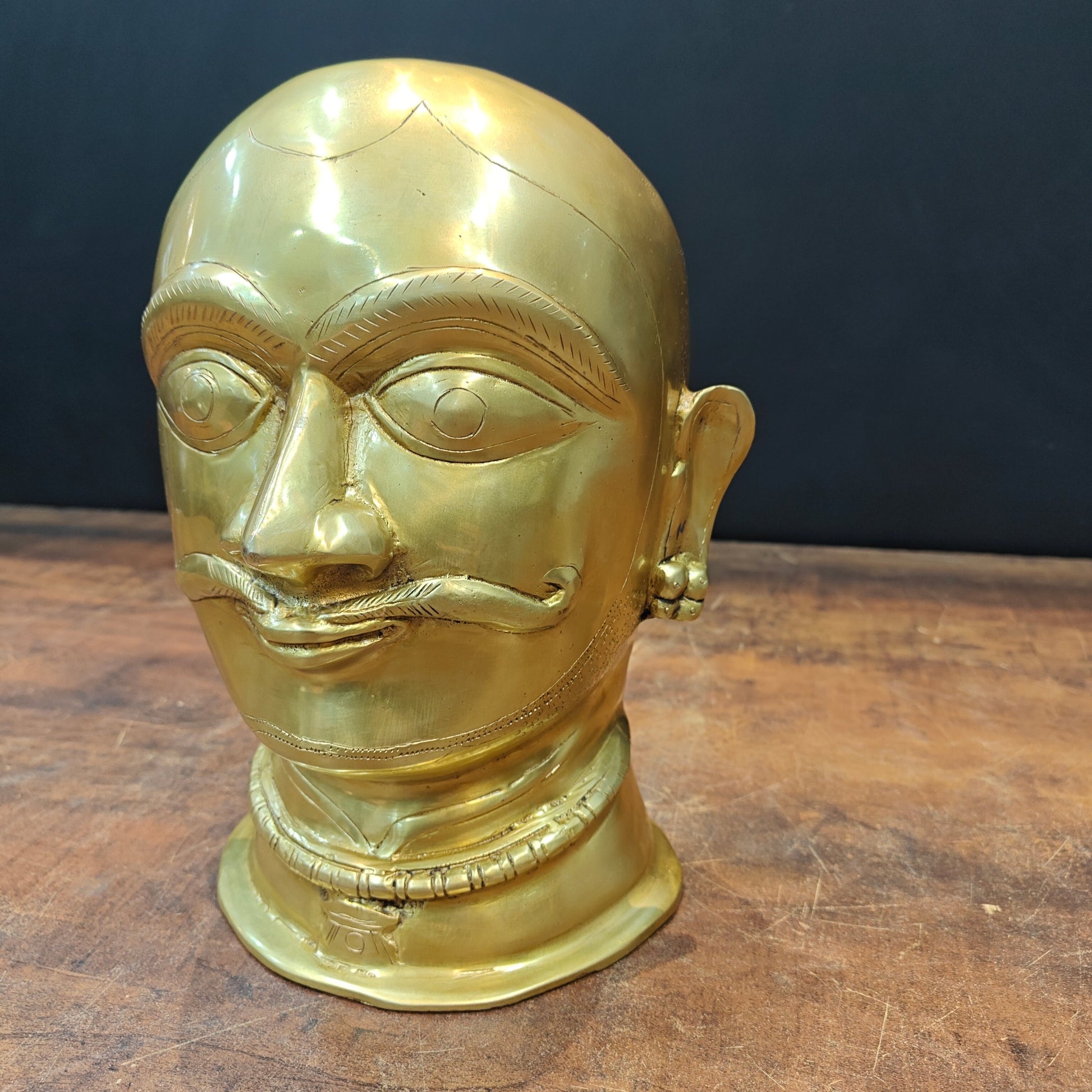 Brass Shiva Head Statue Mukhalingam Face 10 Inches - Image 5