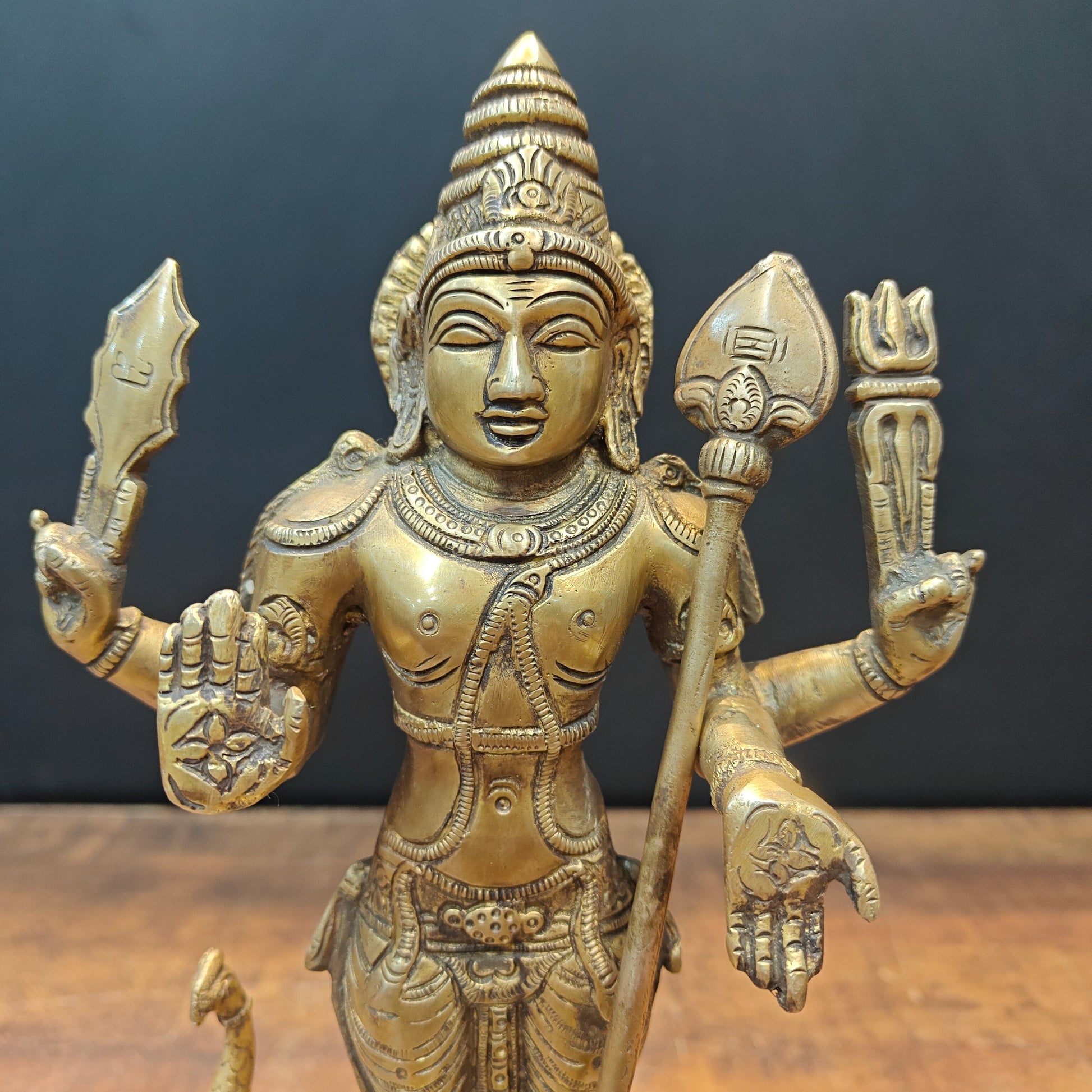 Brass Lord Karthikeya Murugan Swamy Idol With Peacock 1 Feet - Image 2