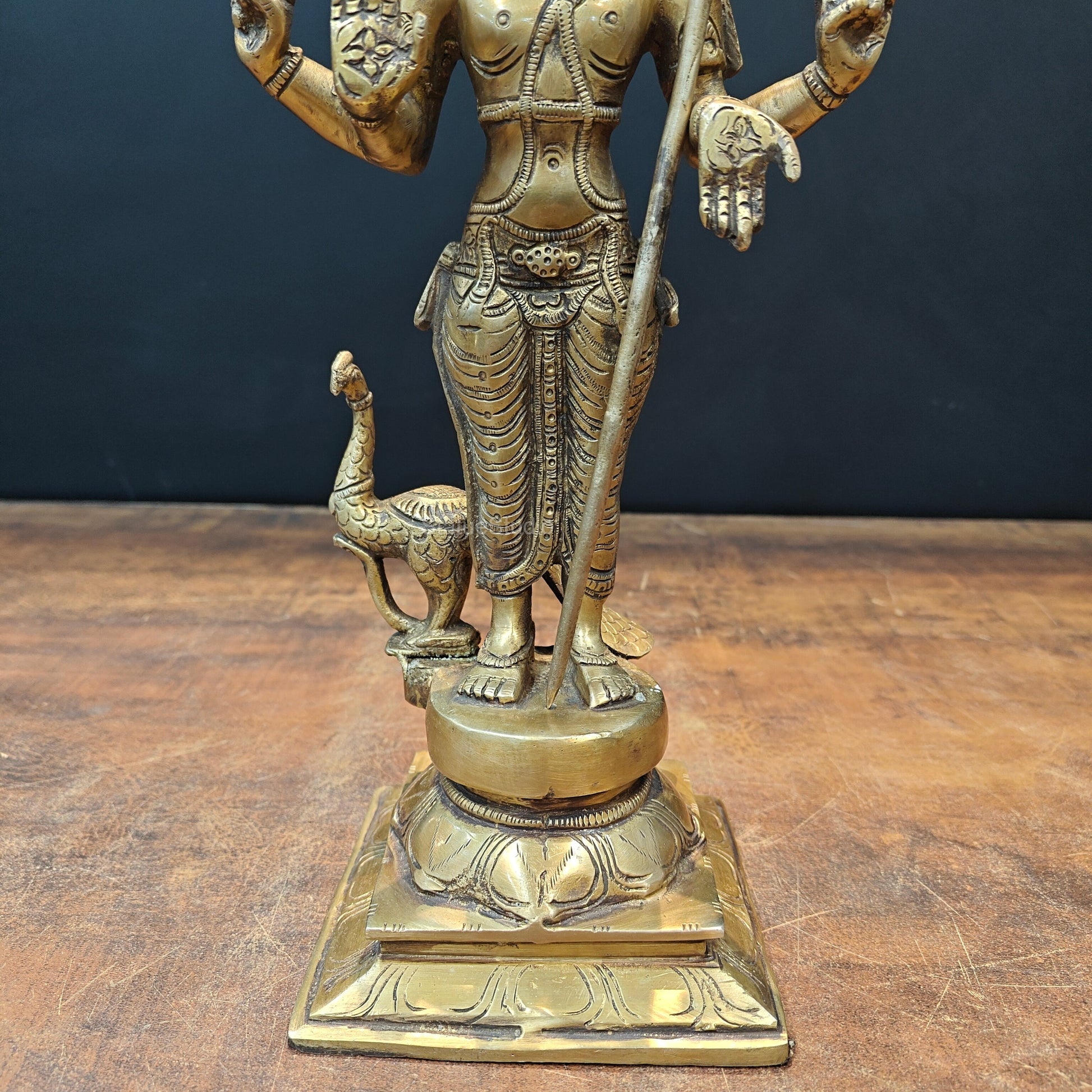 Brass Lord Karthikeya Murugan Swamy Idol With Peacock 1 Feet - Image 6