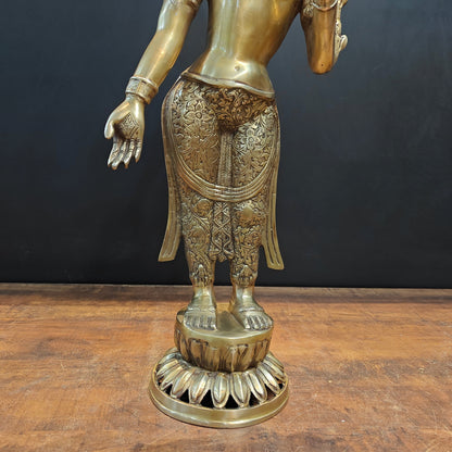 Brass Standing Tara Devi Statue Buddhist Idol 2.5 Feet by vendor-unknown - Buddha (View 6)
