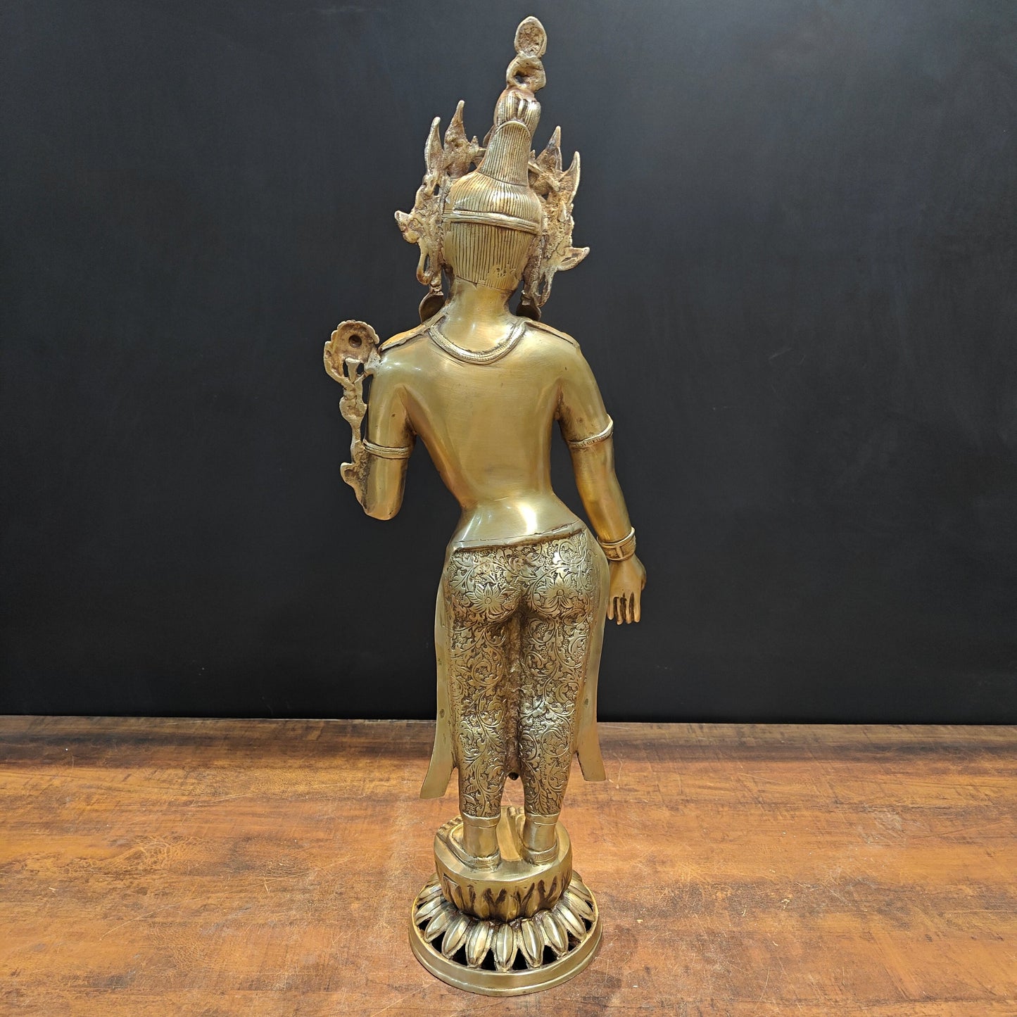 Brass Standing Tara Devi Statue Buddhist Idol 2.5 Feet