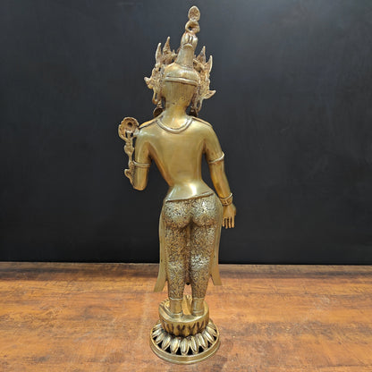 Brass Standing Tara Devi Statue Buddhist Idol 2.5 Feet by vendor-unknown - Buddha (View 9)