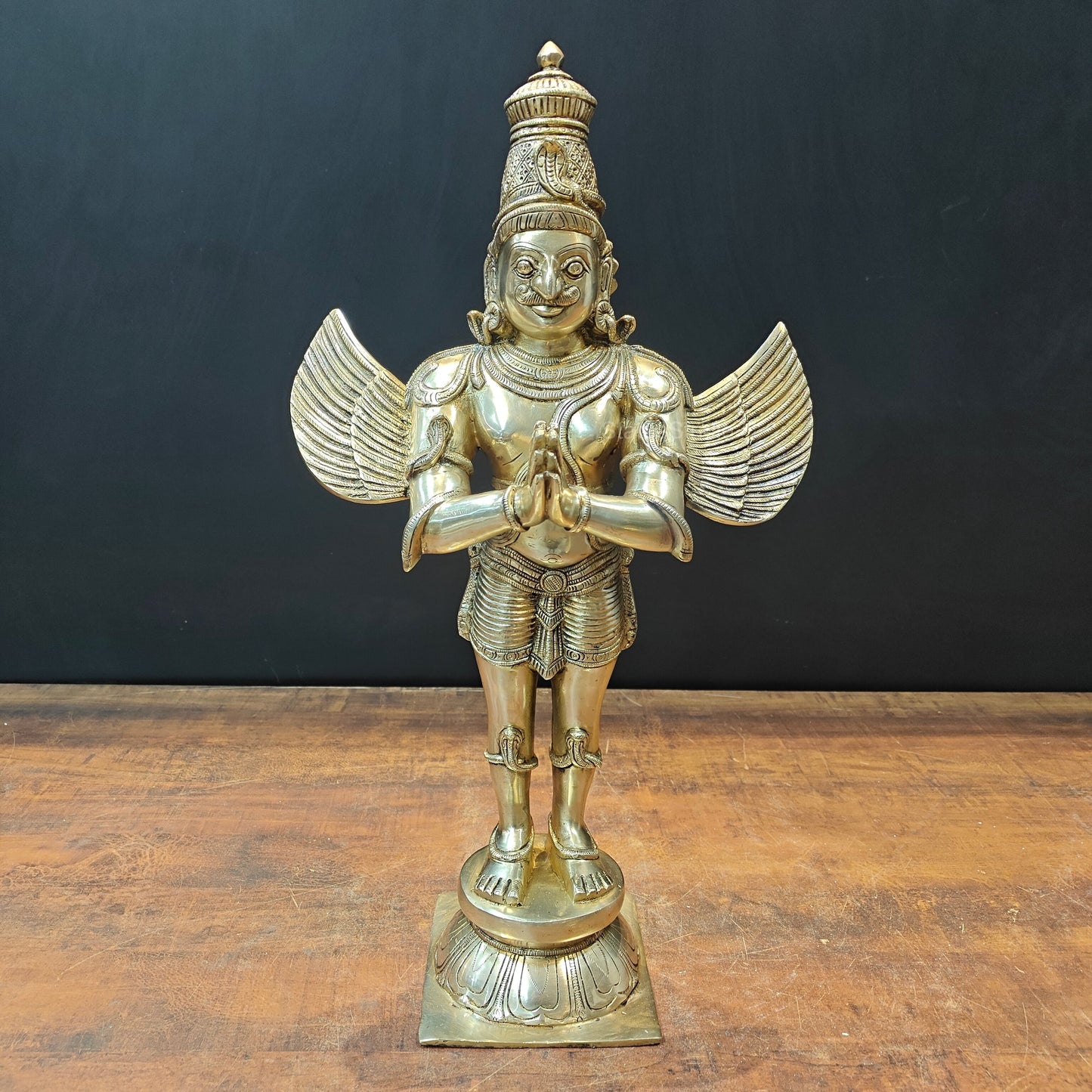 Brass Standing Garud Dev Idol Vehicle of Lord Vishnu 2 Feet