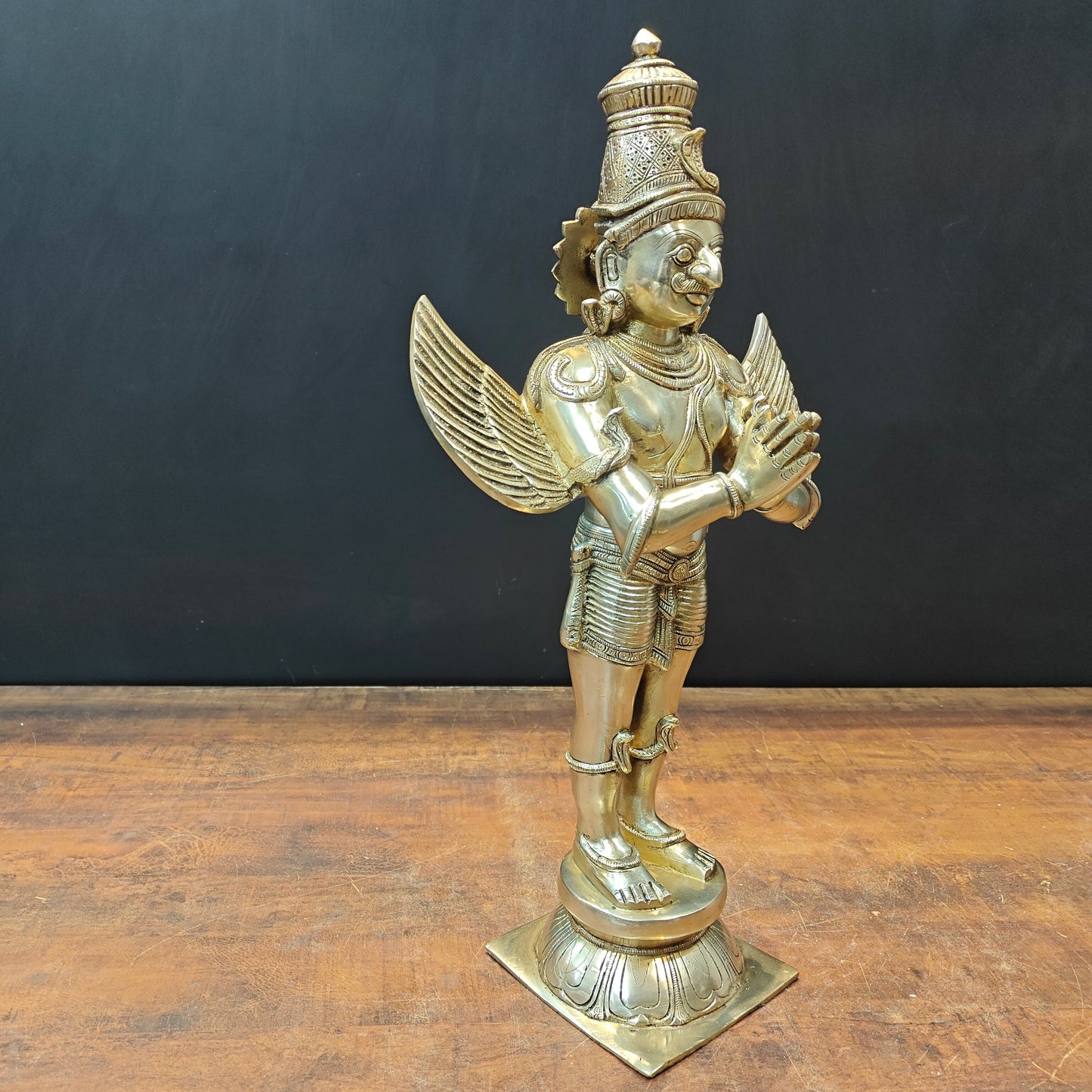 Brass Standing Garud Dev Idol Vehicle of Lord Vishnu 2 Feet