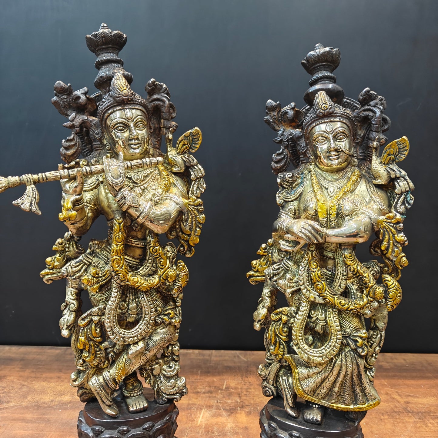 Brass Radha Krishna Statue Antique Finish 20 Inches