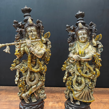 Brass Radha Krishna Statue Antique Finish 20 Inches by vendor-unknown - Hindu Gods (View 2)