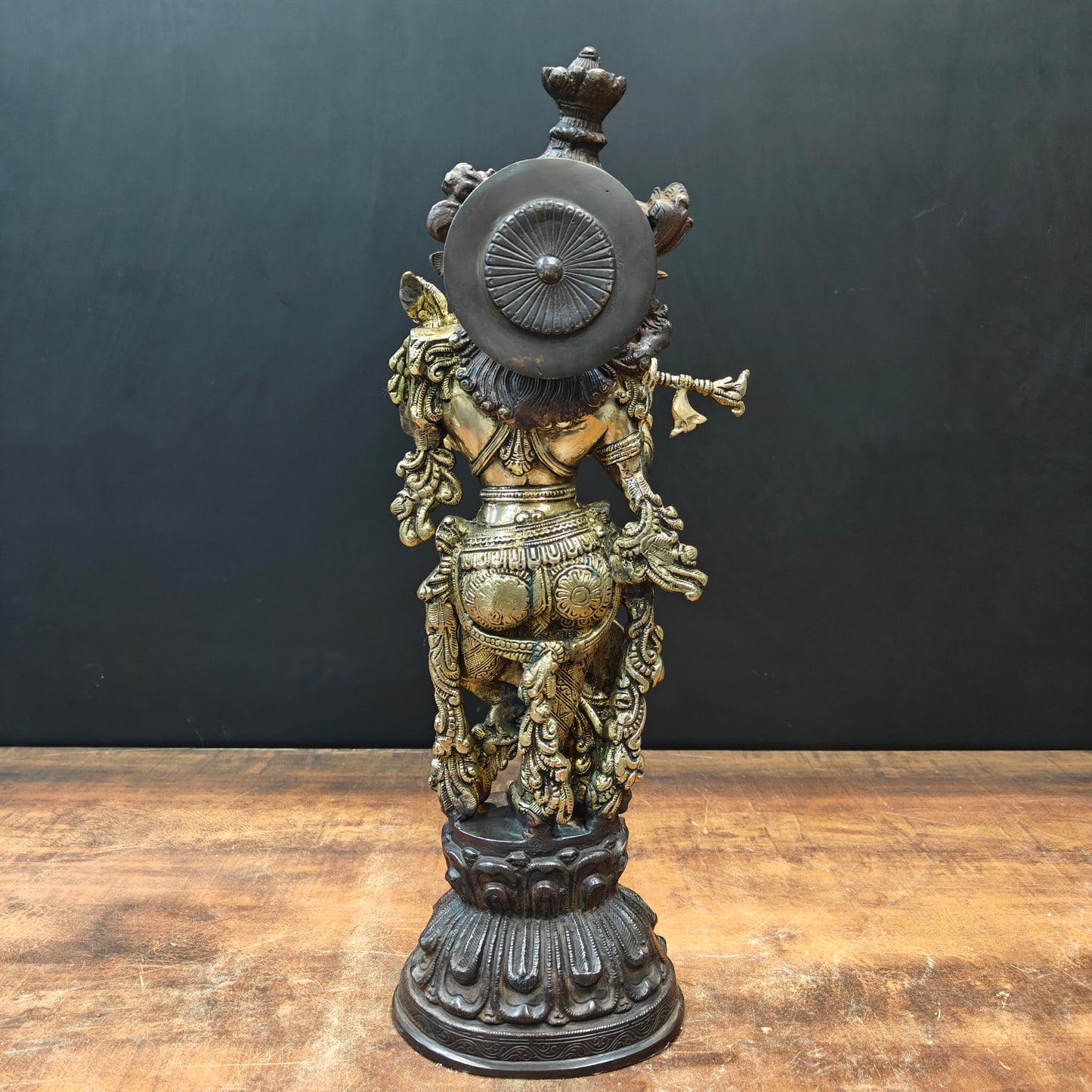 Brass Krishna Statue Antique Finish 20 Inches