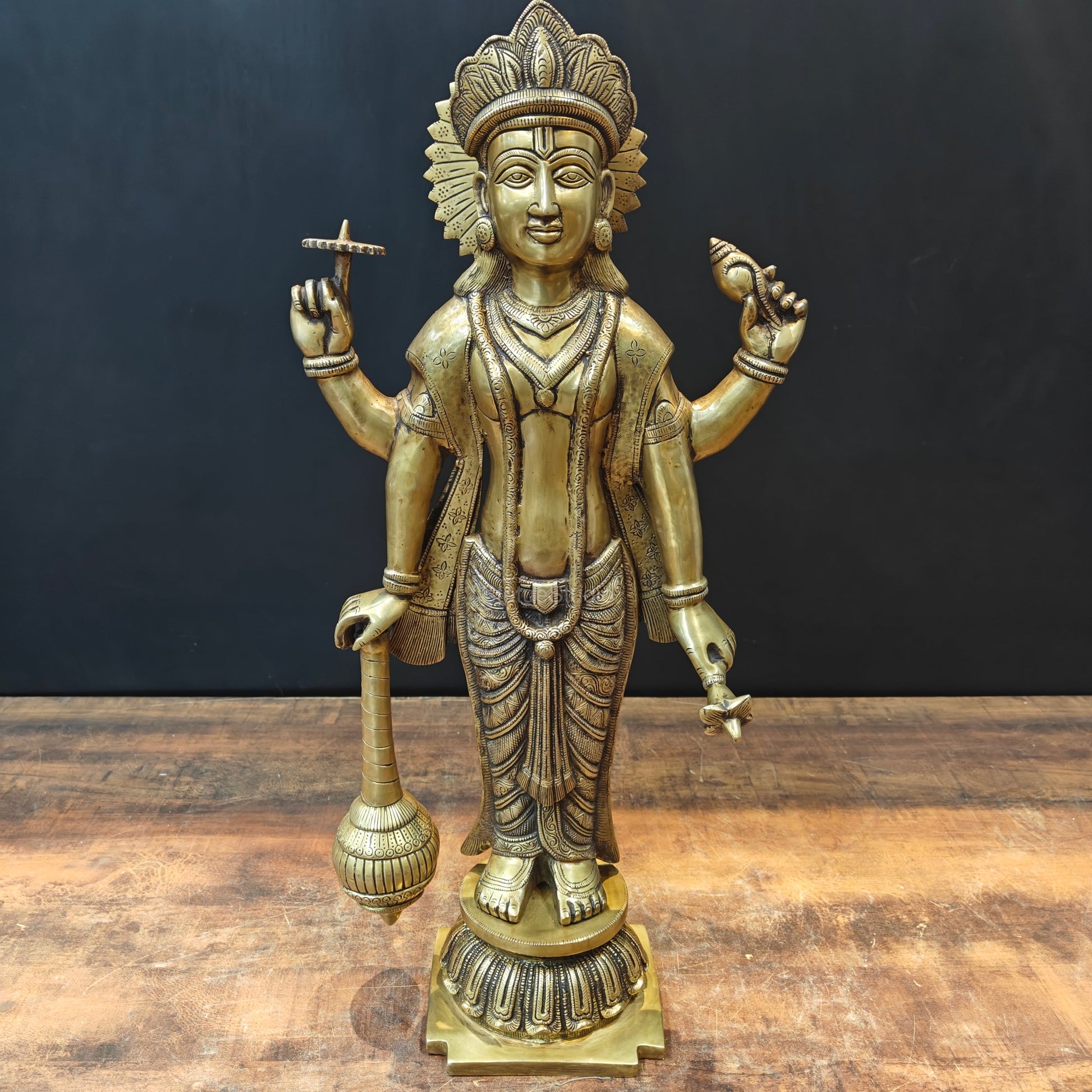 Brass Exclusive Standing Vishnu Idol 26 Inches - Image 3