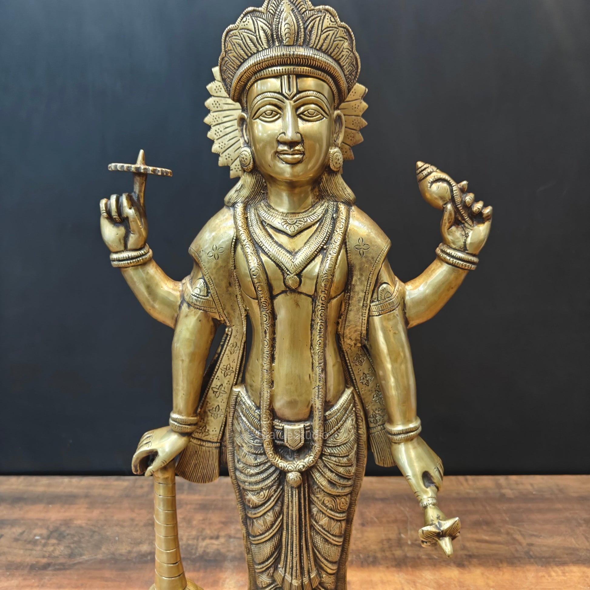 Brass Exclusive Standing Vishnu Idol 26 Inches - Image 2
