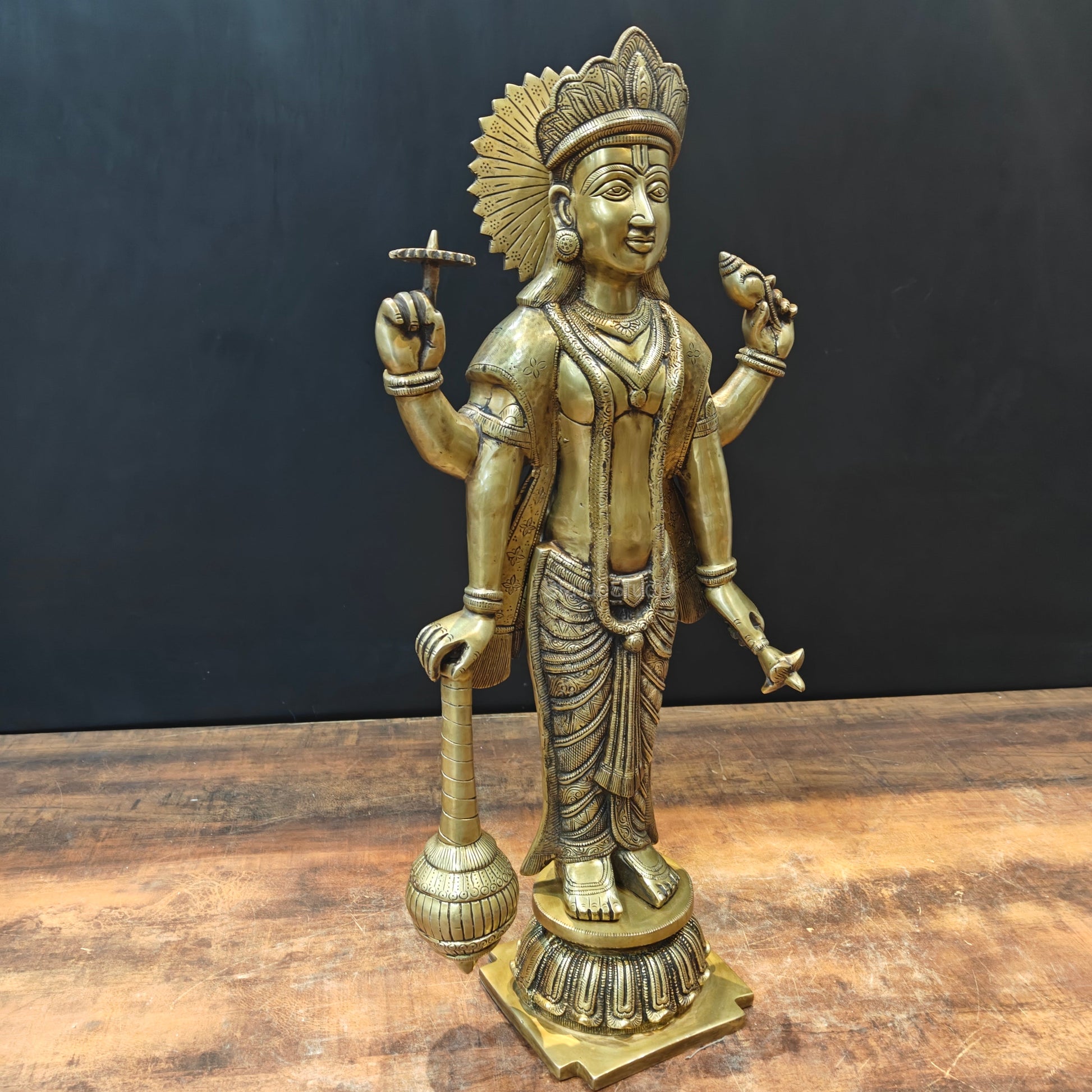 Brass Exclusive Standing Vishnu Idol 26 Inches - Image 5